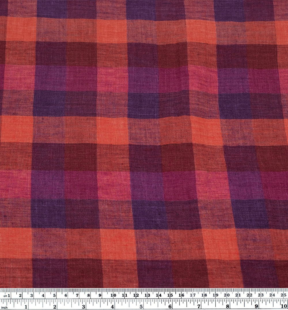 Jumbo Check Soft Washed Linen - Wild Berry | Blackbird Fabrics