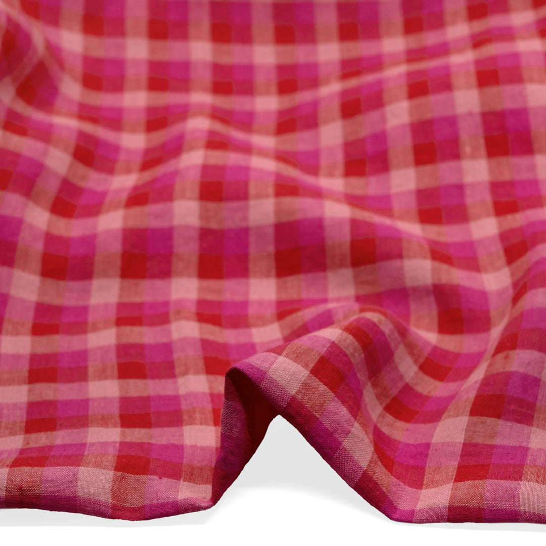 Medley Check Soft Washed Linen - Fruit Punch | Blackbird Fabrics