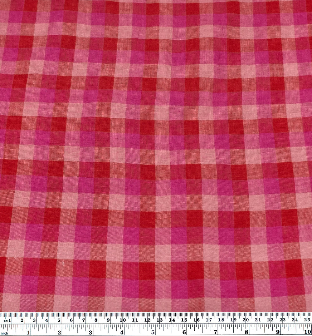 Medley Check Soft Washed Linen - Fruit Punch | Blackbird Fabrics