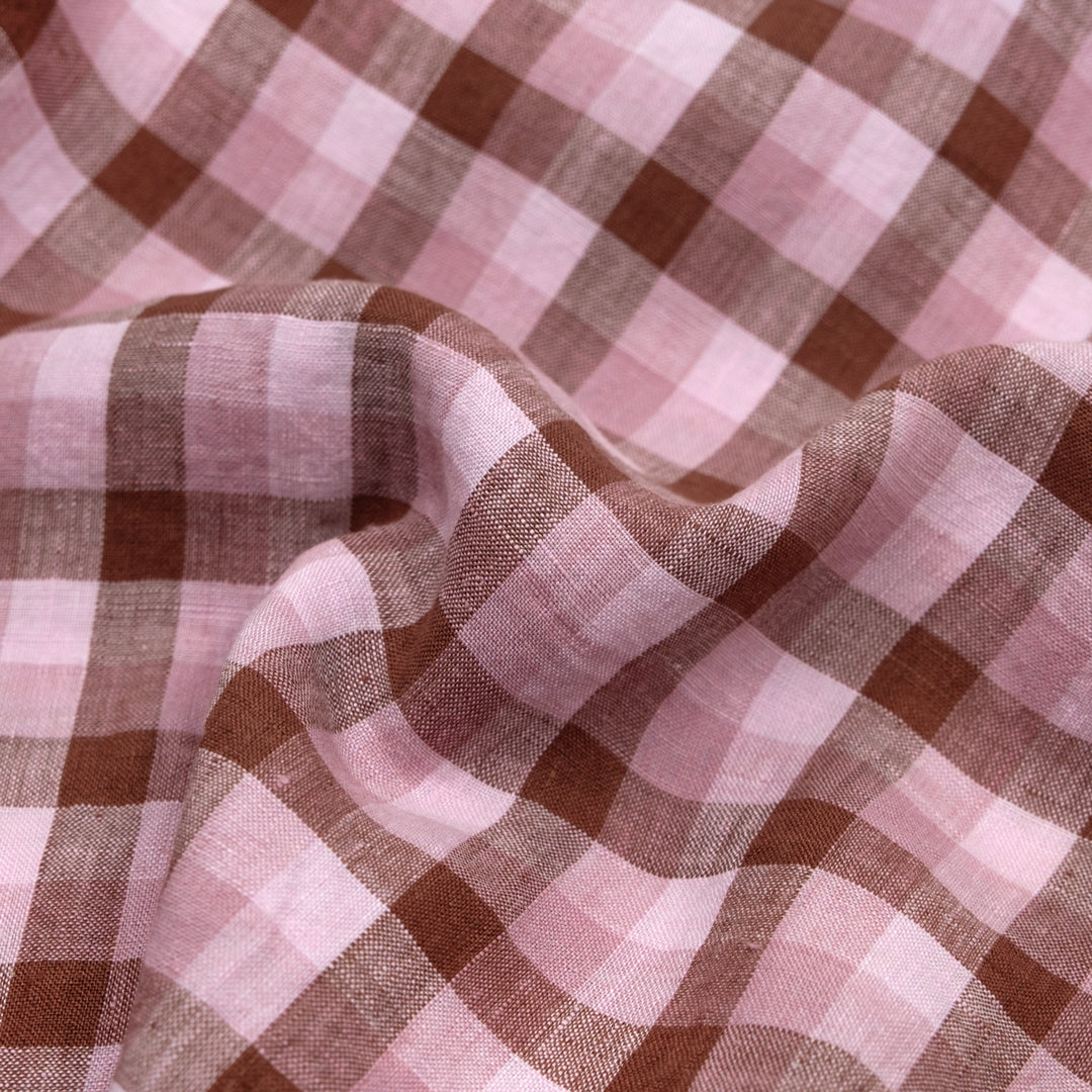 Medley Check Soft Washed Linen - Tapioca | Blackbird Fabrics