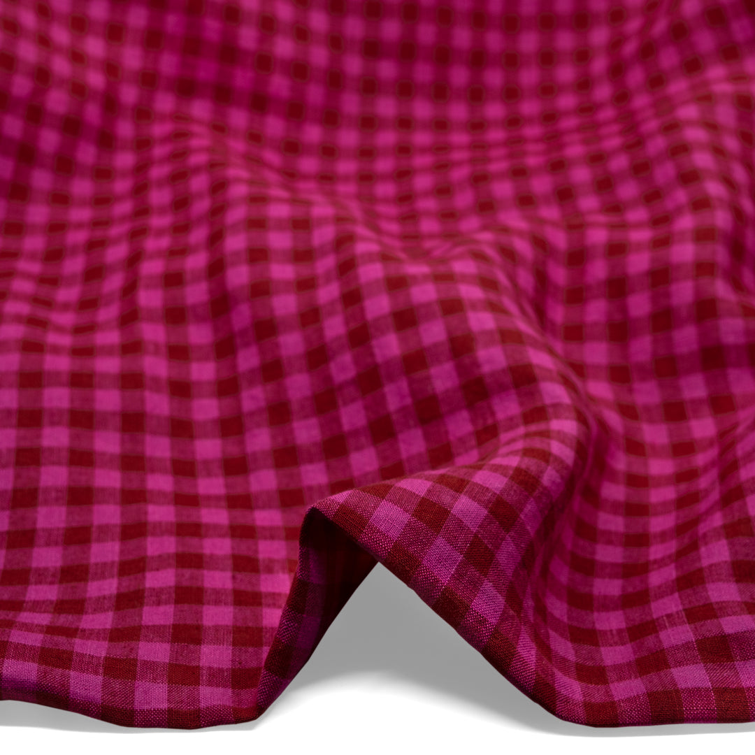 Gingham Soft Washed Linen - Cherry Jubilee | Blackbird Fabrics