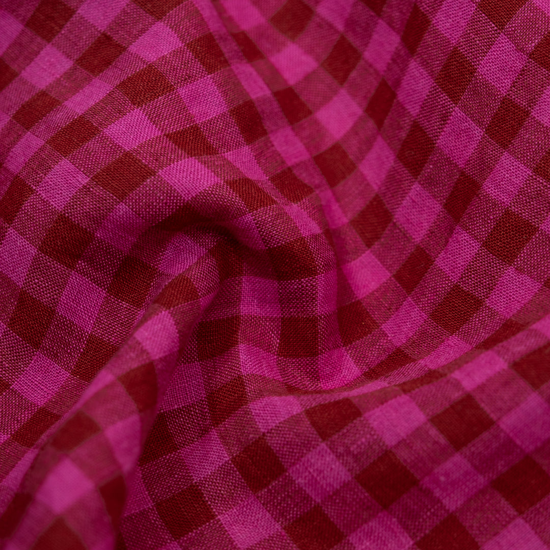 Gingham Soft Washed Linen - Cherry Jubilee | Blackbird Fabrics
