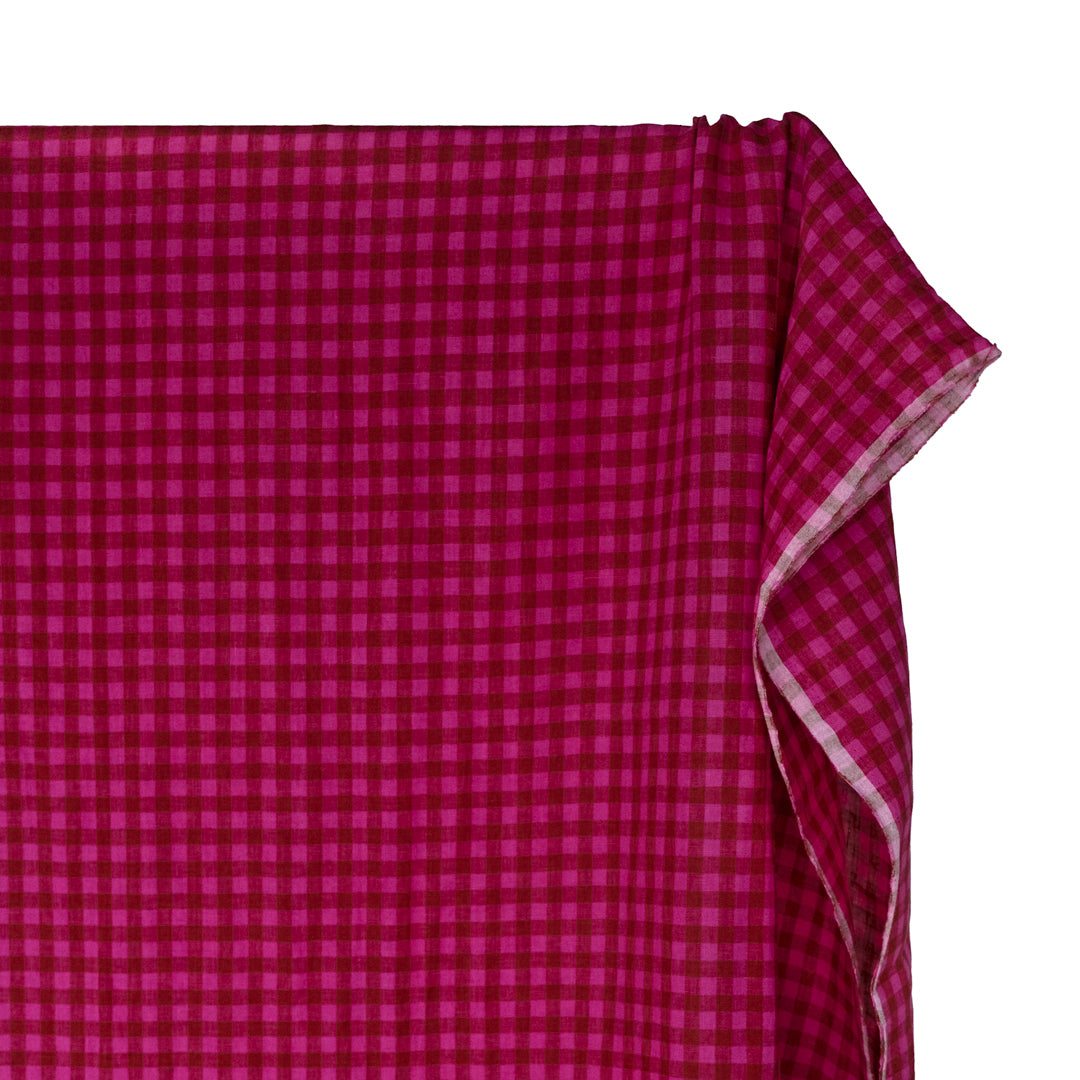 Gingham Soft Washed Linen - Cherry Jubilee | Blackbird Fabrics