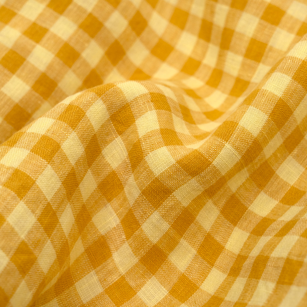 Gingham Soft Washed Linen - Waffle | Blackbird Fabrics