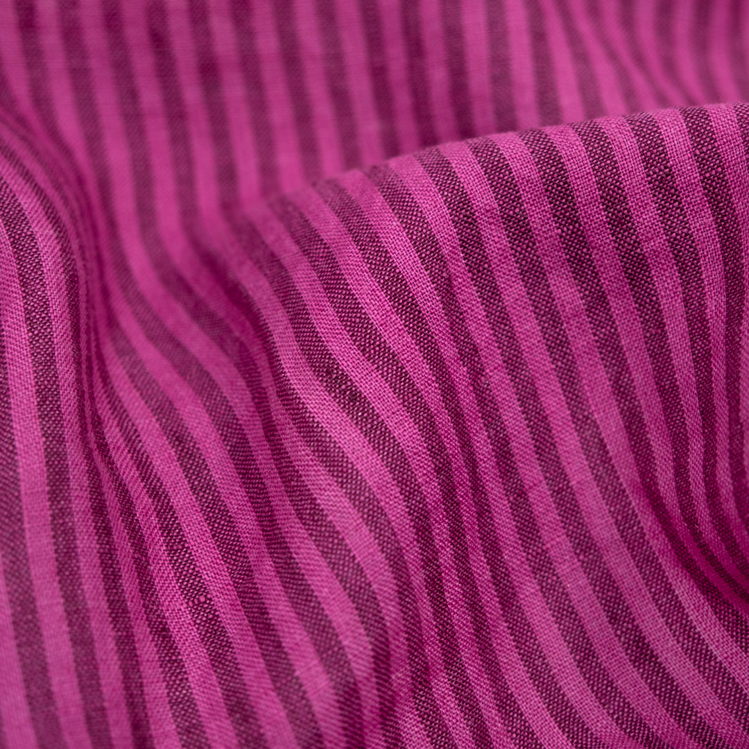 Ribbon Stripe Soft Washed Linen - Jazzberry | Blackbird Fabrics