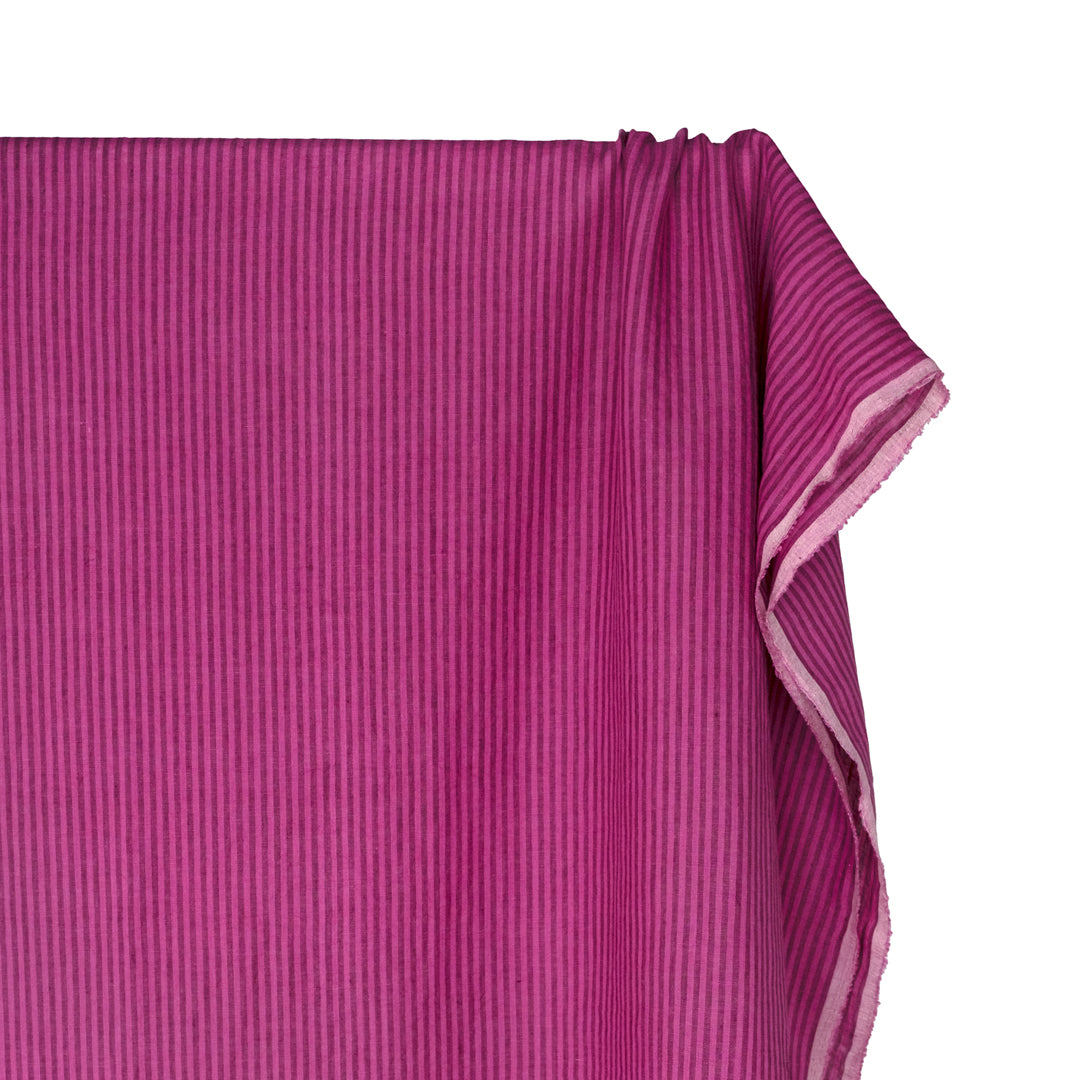 Ribbon Stripe Soft Washed Linen - Jazzberry | Blackbird Fabrics