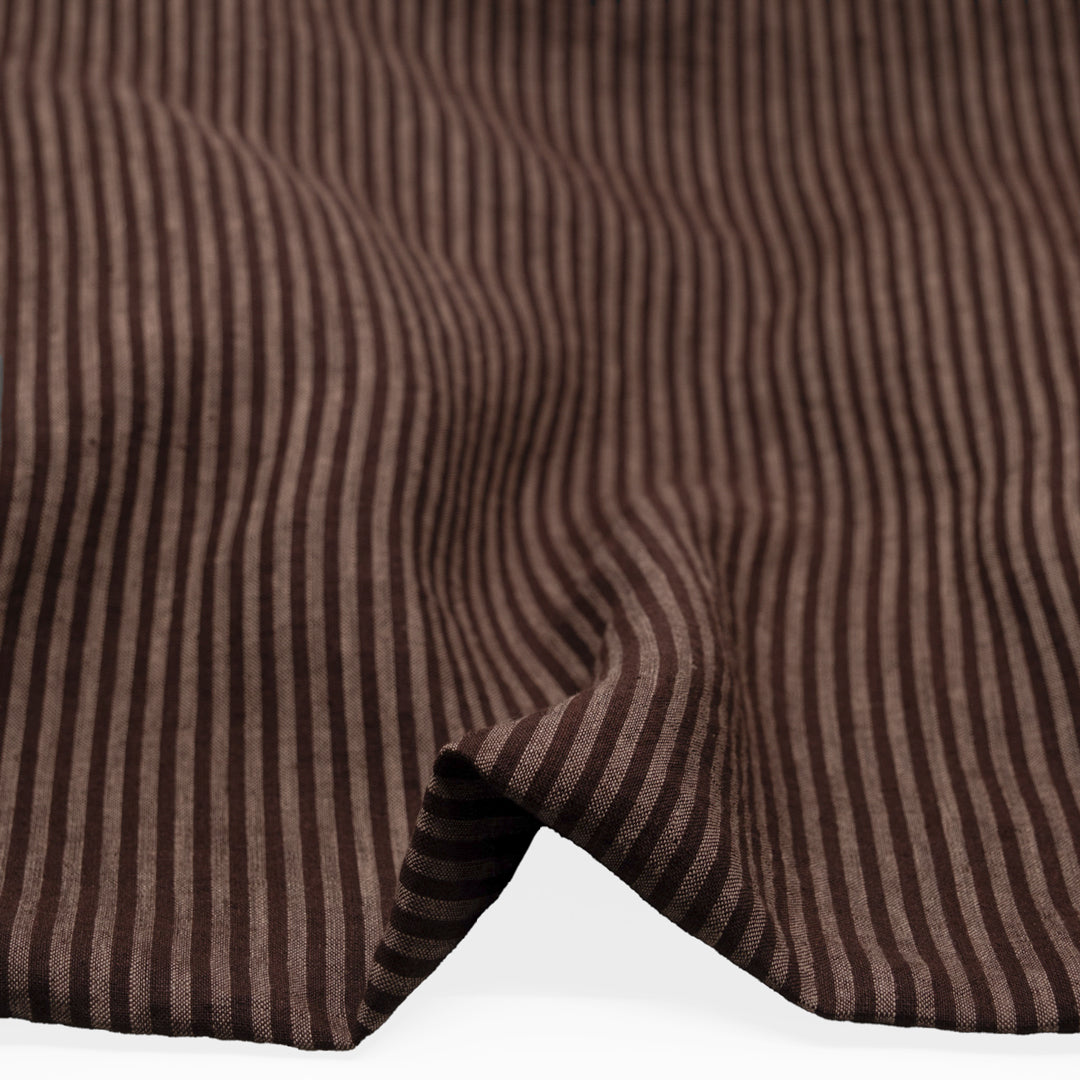 Ribbon Stripe Soft Washed Linen - Shadow | Blackbird Fabrics