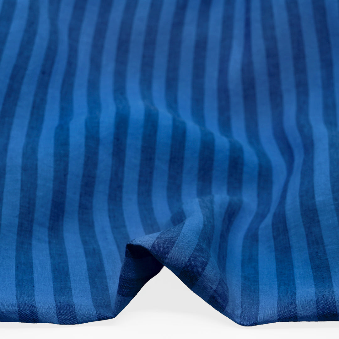 Pillar Stripe Soft Washed Linen - Skinny Dip | Blackbird Fabrics