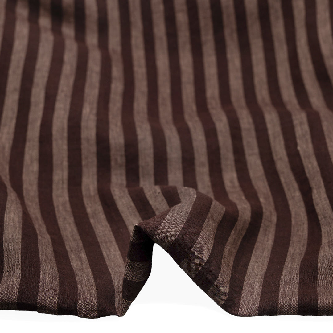 Pillar Stripe Soft Washed Linen - Shadow | Blackbird Fabrics