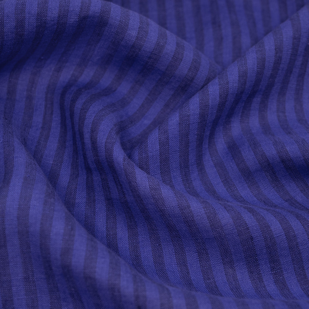 Band Stripe Soft Washed Linen - Ultramarine | Blackbird Fabrics