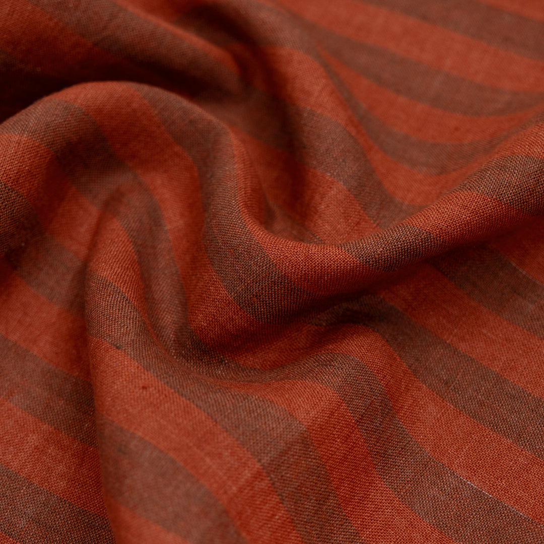 Pillar Stripe Soft Washed Linen - Redwood | Blackbird Fabrics