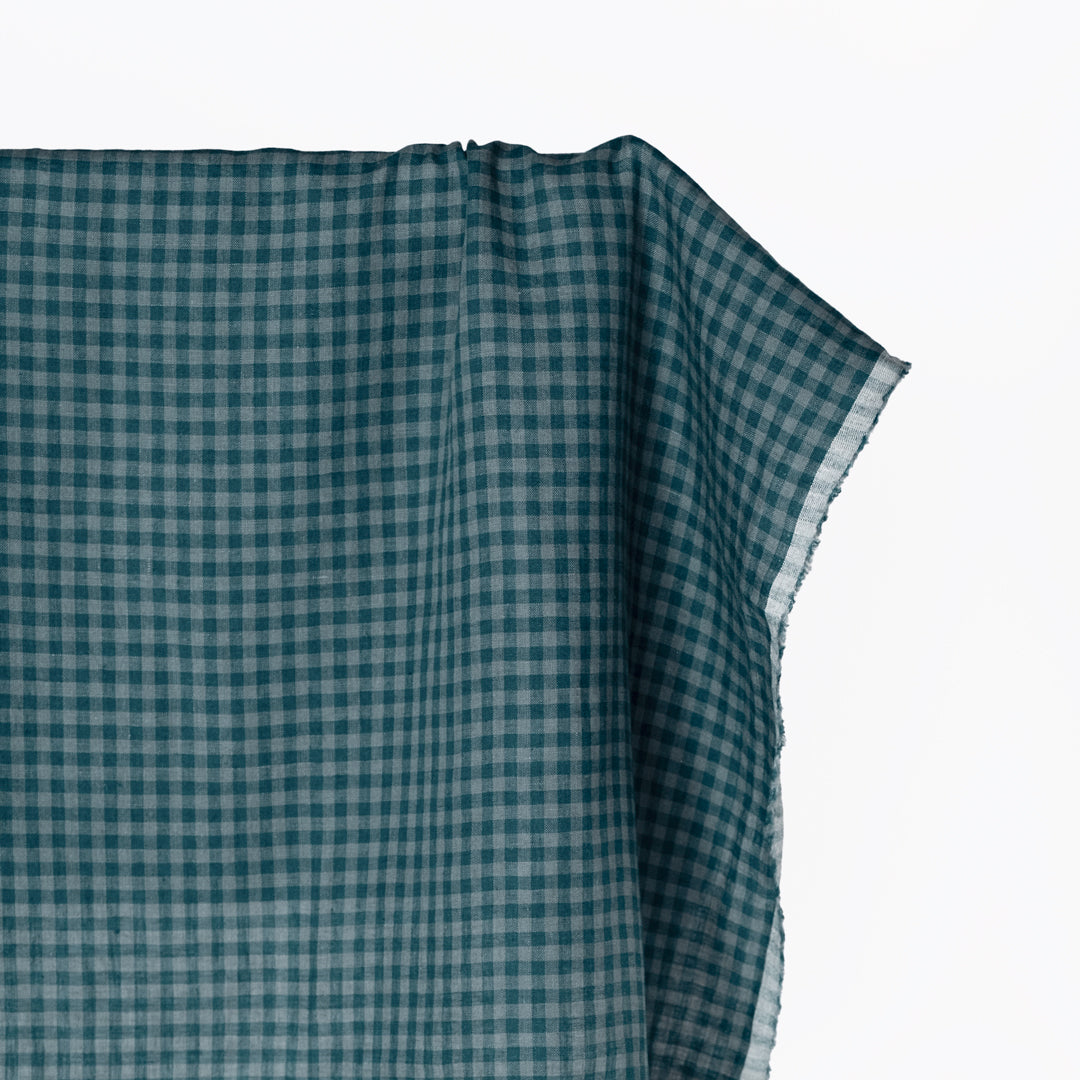 Mini Gingham Soft Washed Linen - Dragonfly | Blackbird Fabrics