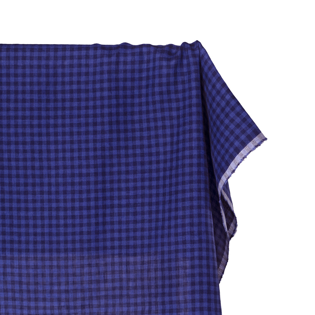 Mini Gingham Soft Washed Linen - Ultramarine | Blackbird Fabrics