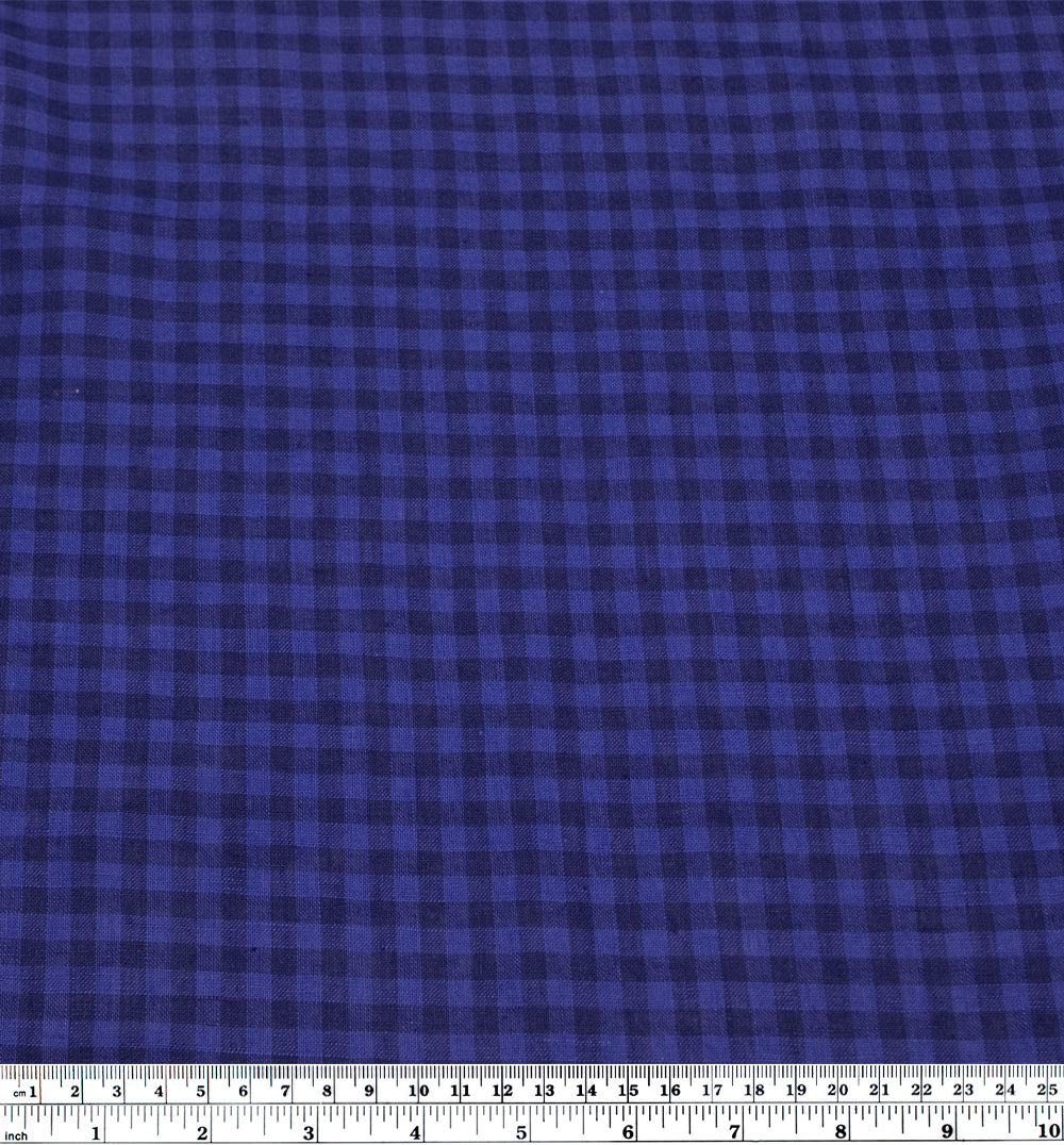 Mini Gingham Soft Washed Linen - Ultramarine | Blackbird Fabrics