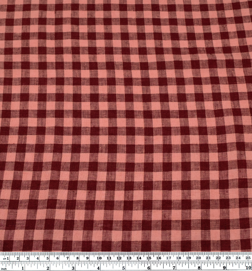 Gingham Soft Washed Linen - Rose Hip | Blackbird Fabrics