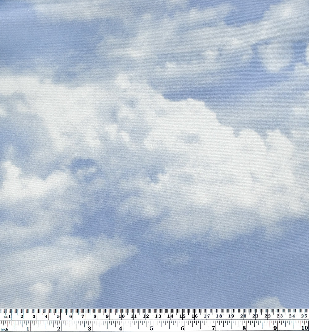 Cloudy Skies Printed Cotton Twill - Baby Blue/White | Blackbird Fabrics