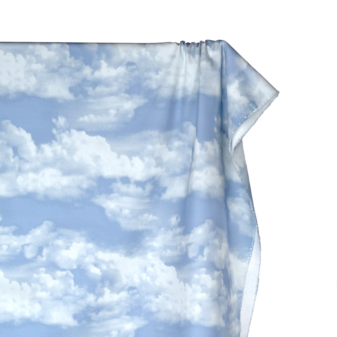 Cloudy Skies Printed Cotton Twill - Baby Blue/White | Blackbird Fabrics