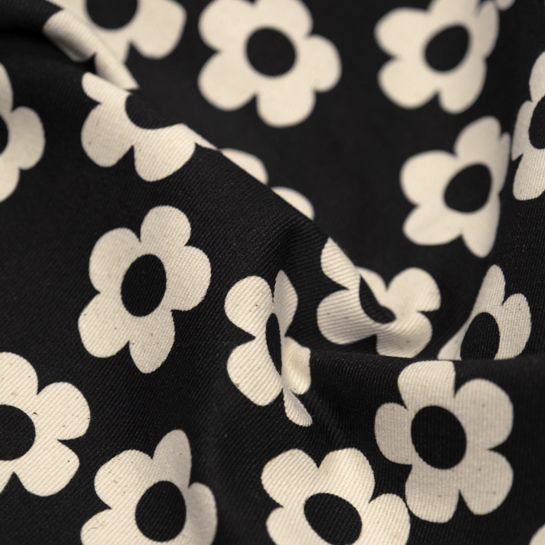 Buttercup Printed Cotton Twill - Black | Blackbird Fabrics