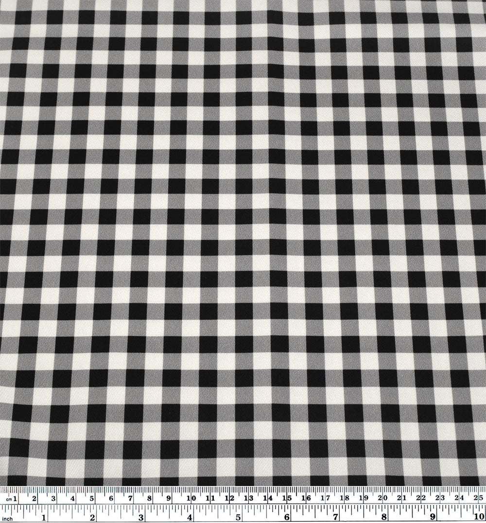 Gingham Printed Cotton Twill - Black | Blackbird Fabrics