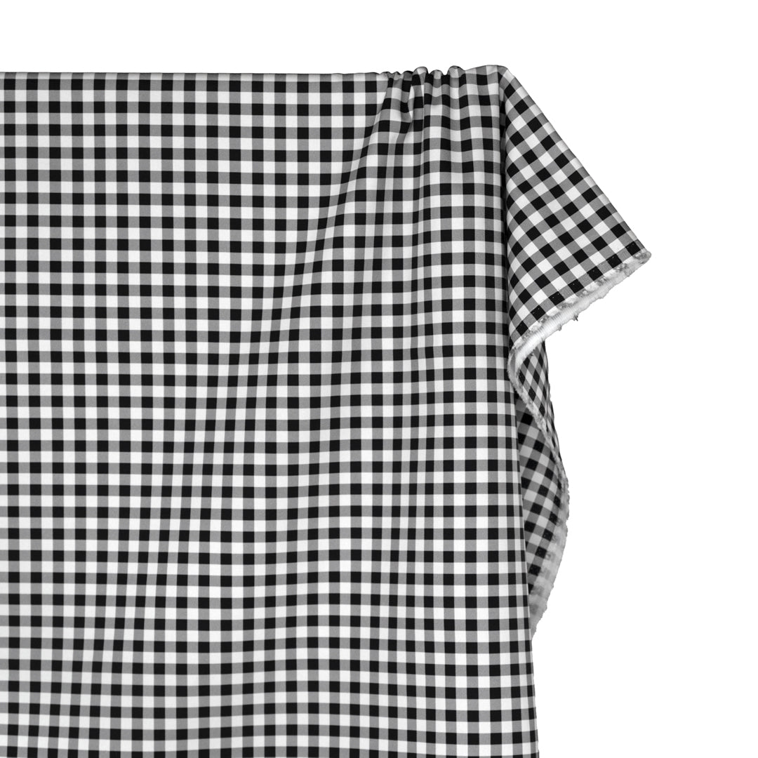 Gingham Printed Cotton Twill - Black | Blackbird Fabrics