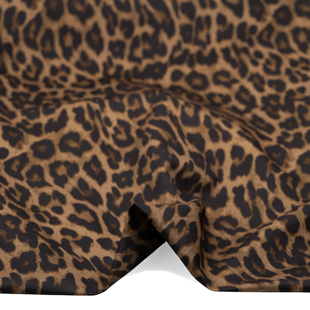 Cool Cat Printed Cotton Twill - Chocolate | Blackbird Fabrics