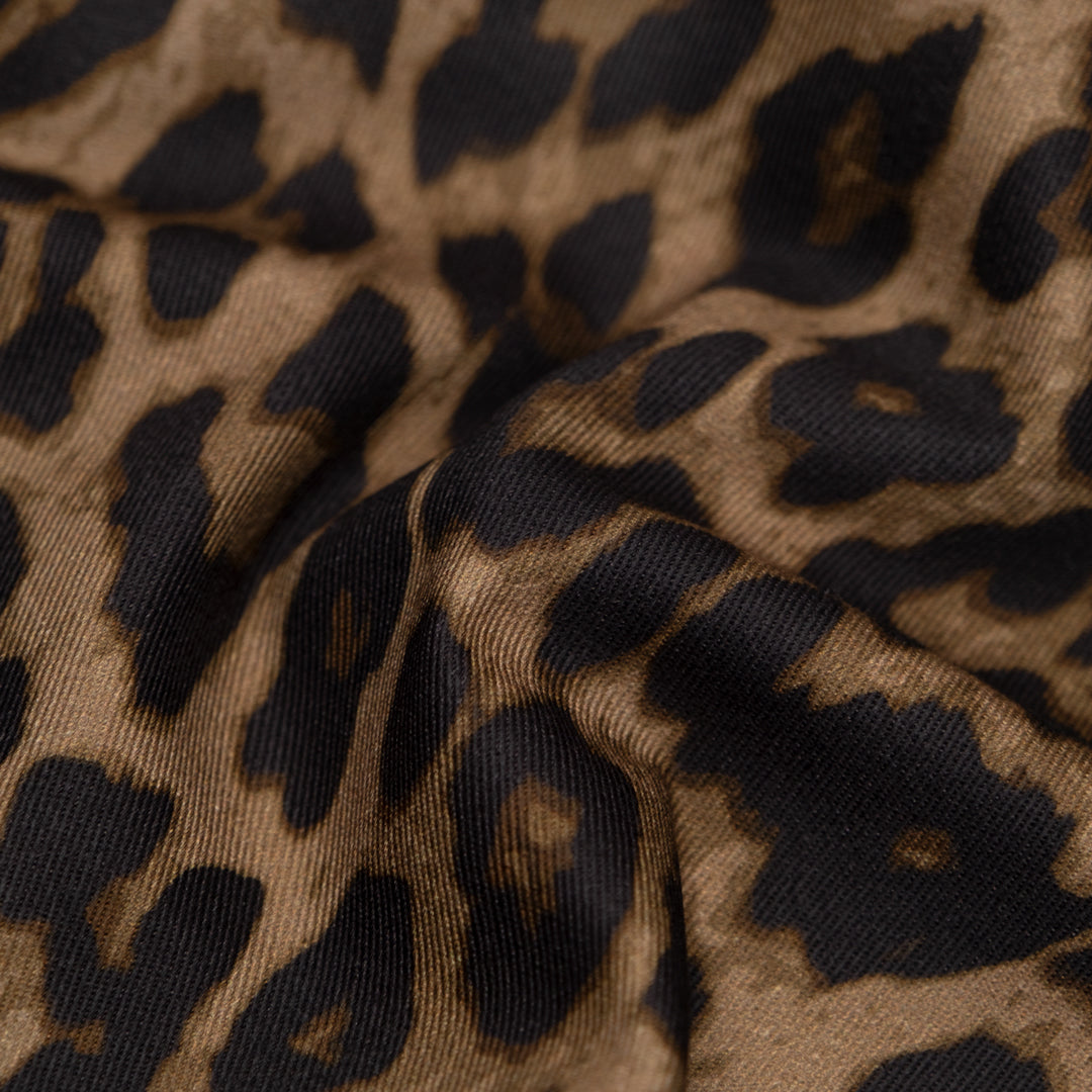 Cool Cat Printed Cotton Twill - Chocolate | Blackbird Fabrics