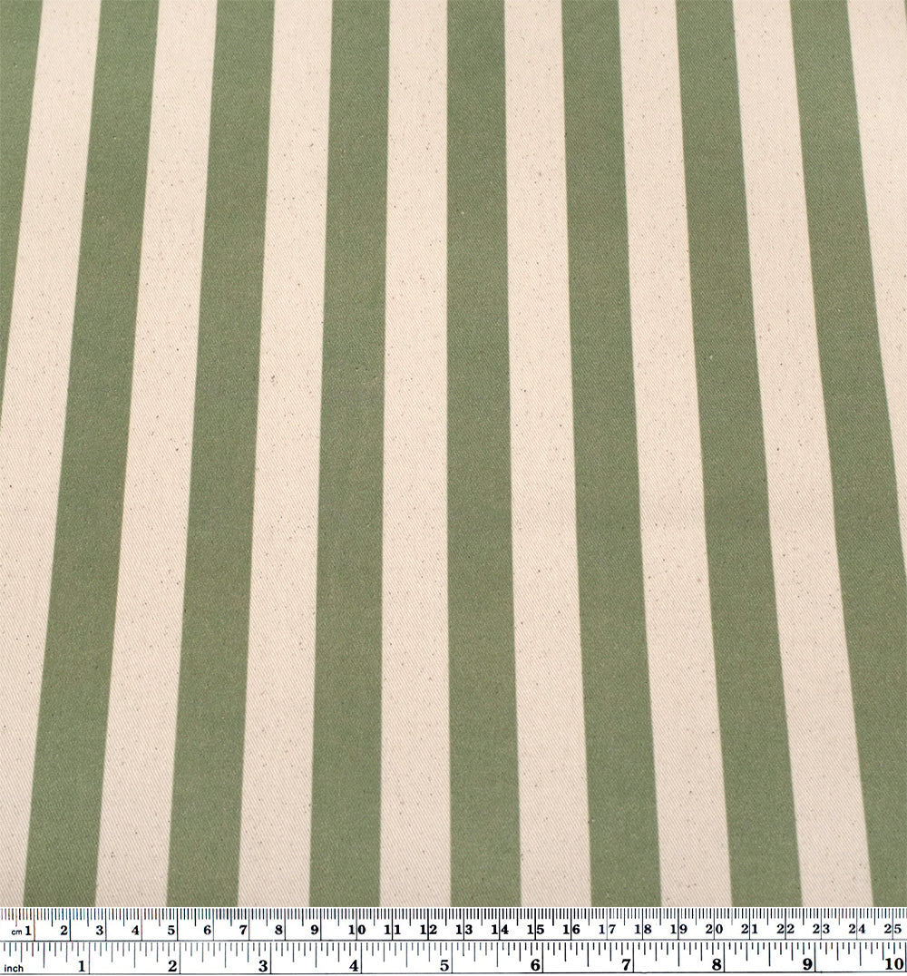 Vacation Stripe Printed Cotton Twill - Daiquiri/Natural