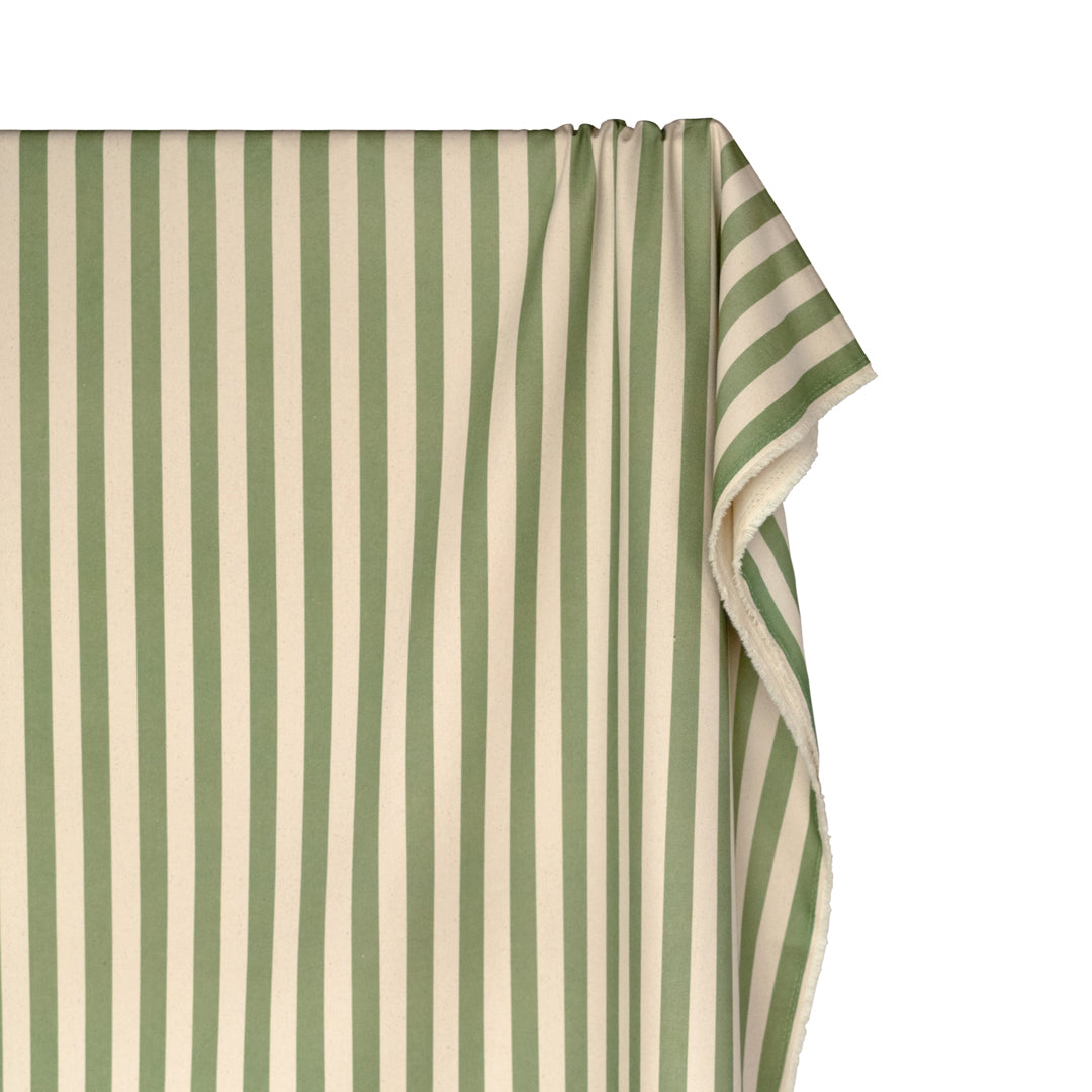 Vacation Stripe Printed Cotton Twill - Daiquiri/Natural | Blackbird Fabrics