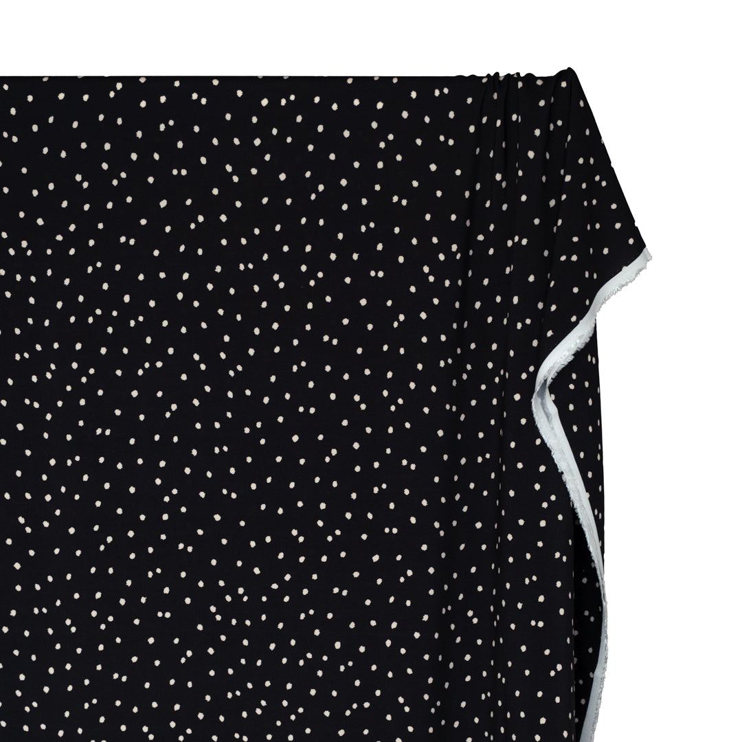 Spotty Printed Viscose Challis - Black/Ivory | Blackbird Fabrics