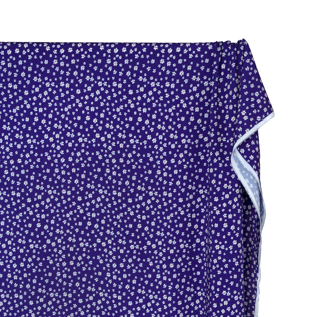 Daisy Daydream Viscose Challis - Azure/Ivory | Blackbird Fabrics