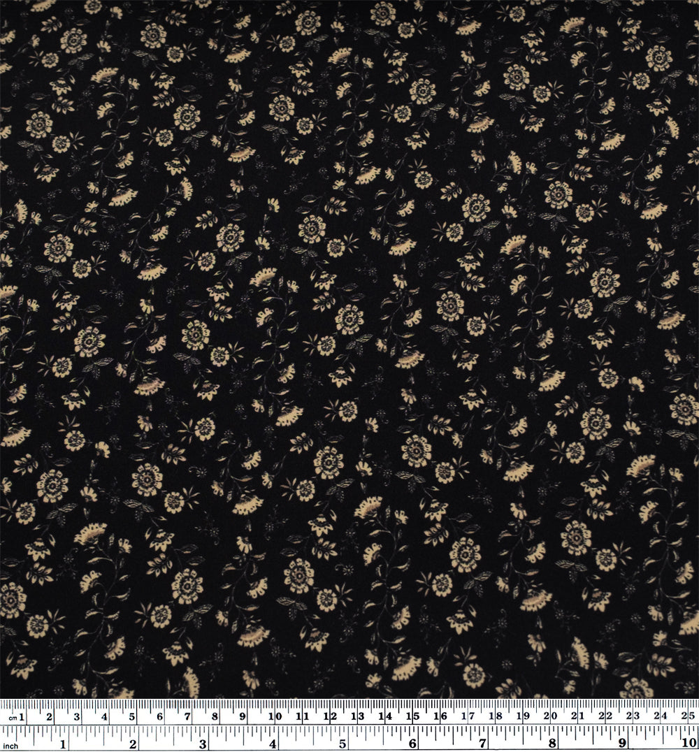 Frankincense Printed Viscose Challis - Ink/Parchment | Blackbird Fabrics