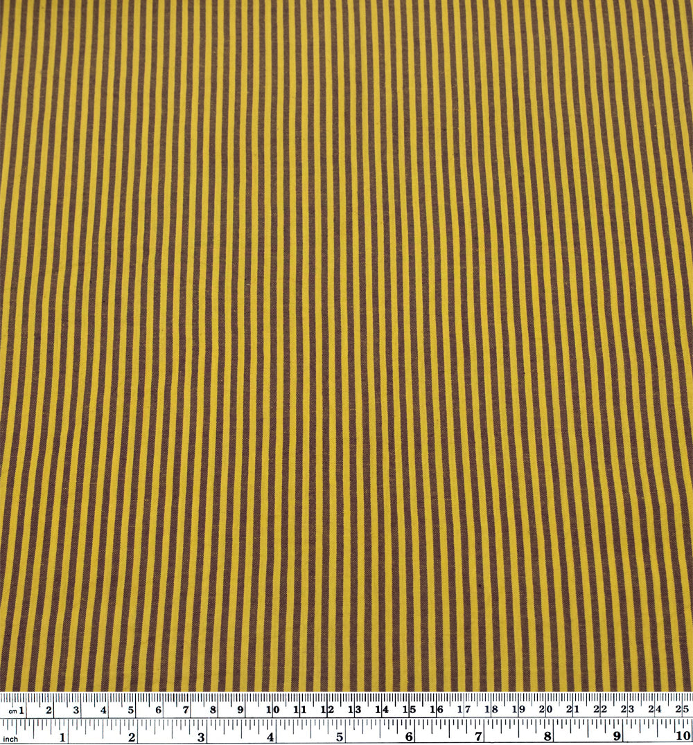 Mini Striped Lightweight Handwoven Cotton - Citron/Shadow | Blackbird Fabrics