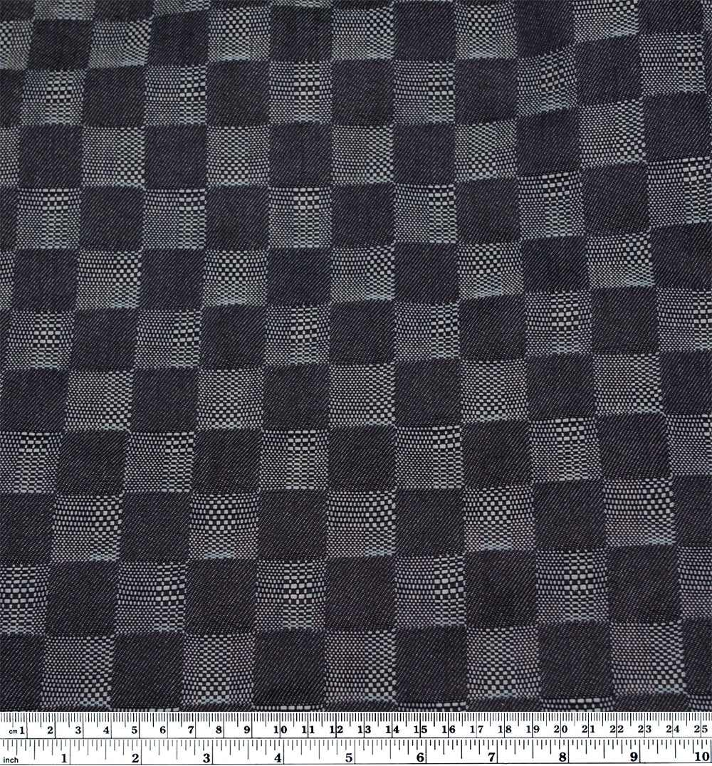 9.5oz Trippy Check Non-Stretch Denim - Dark Indigo | Blackbird Fabrics