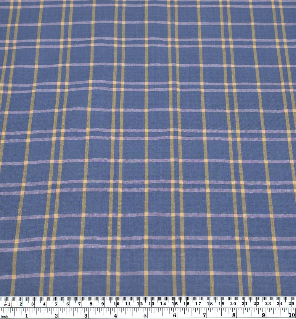 Plaid Handwoven Cotton - Periwinkle/Dove/Sunflower | Blackbird Fabrics