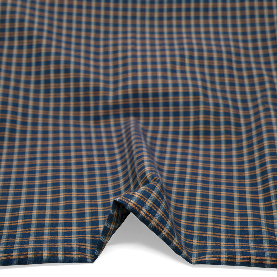 Plaid Handwoven Cotton - Petrol/Spritz/Multi | Blackbird Fabrics