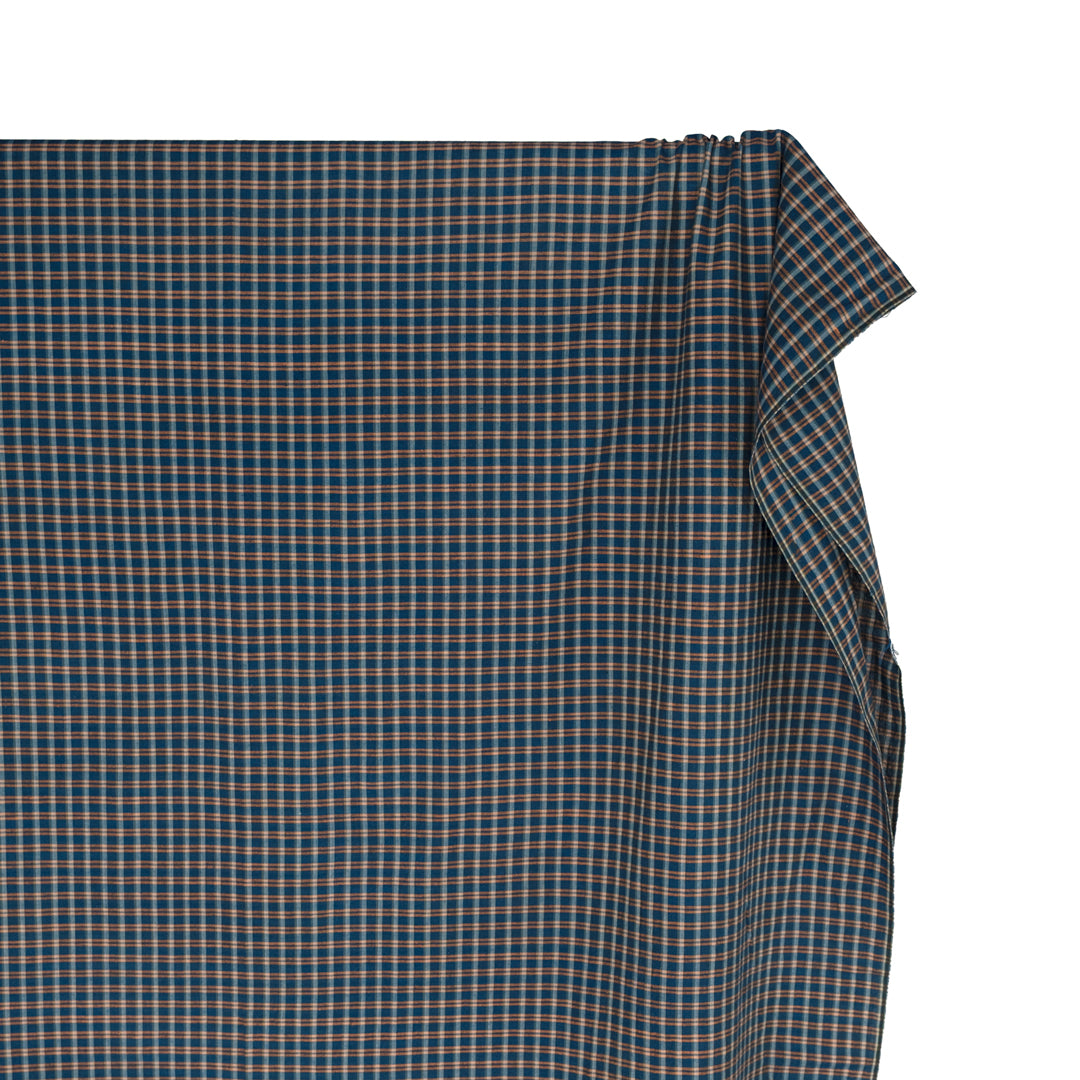 Plaid Handwoven Cotton - Petrol/Spritz/Multi | Blackbird Fabrics