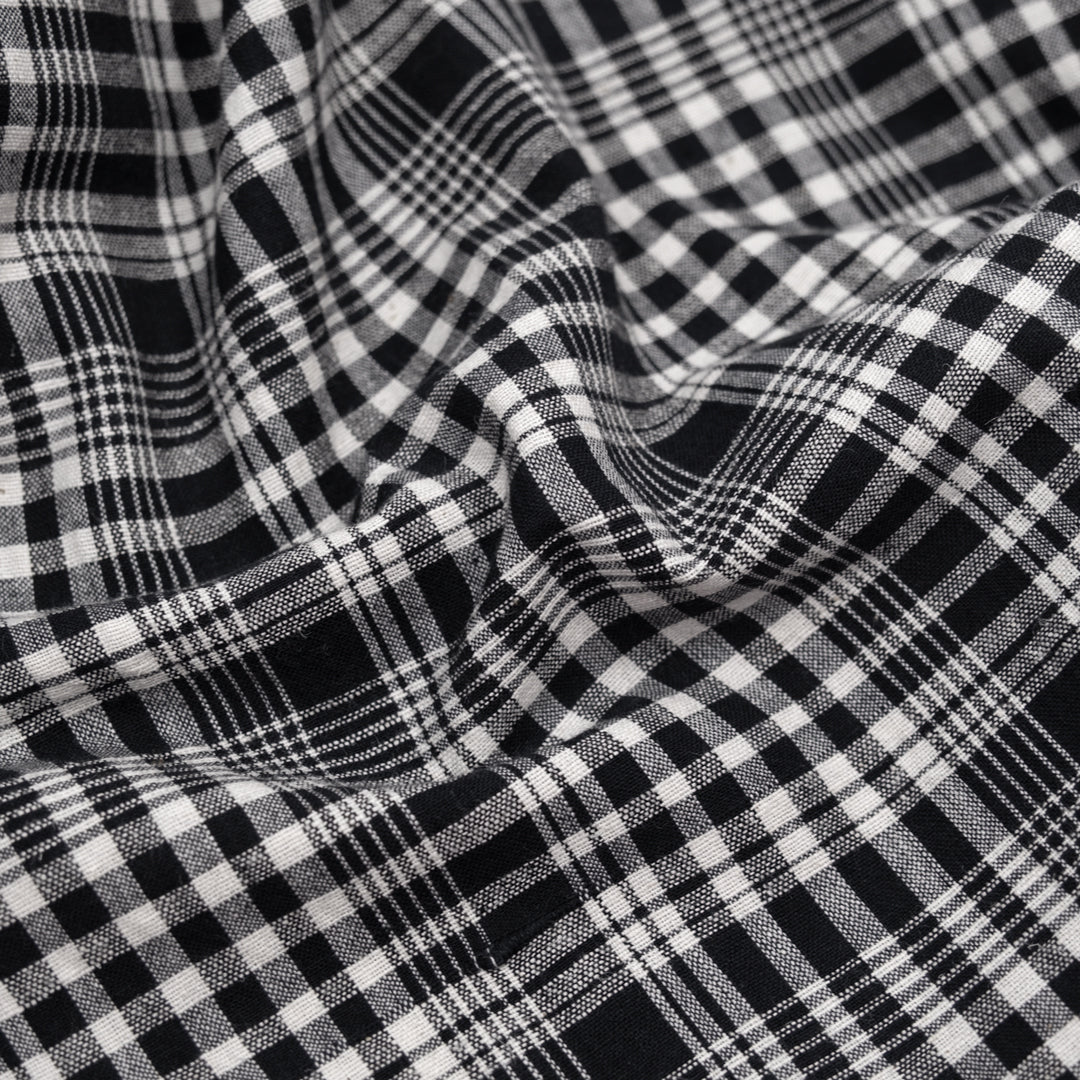 Plaid Handwoven Cotton Hemp Blend - Black/White | Blackbird Fabrics