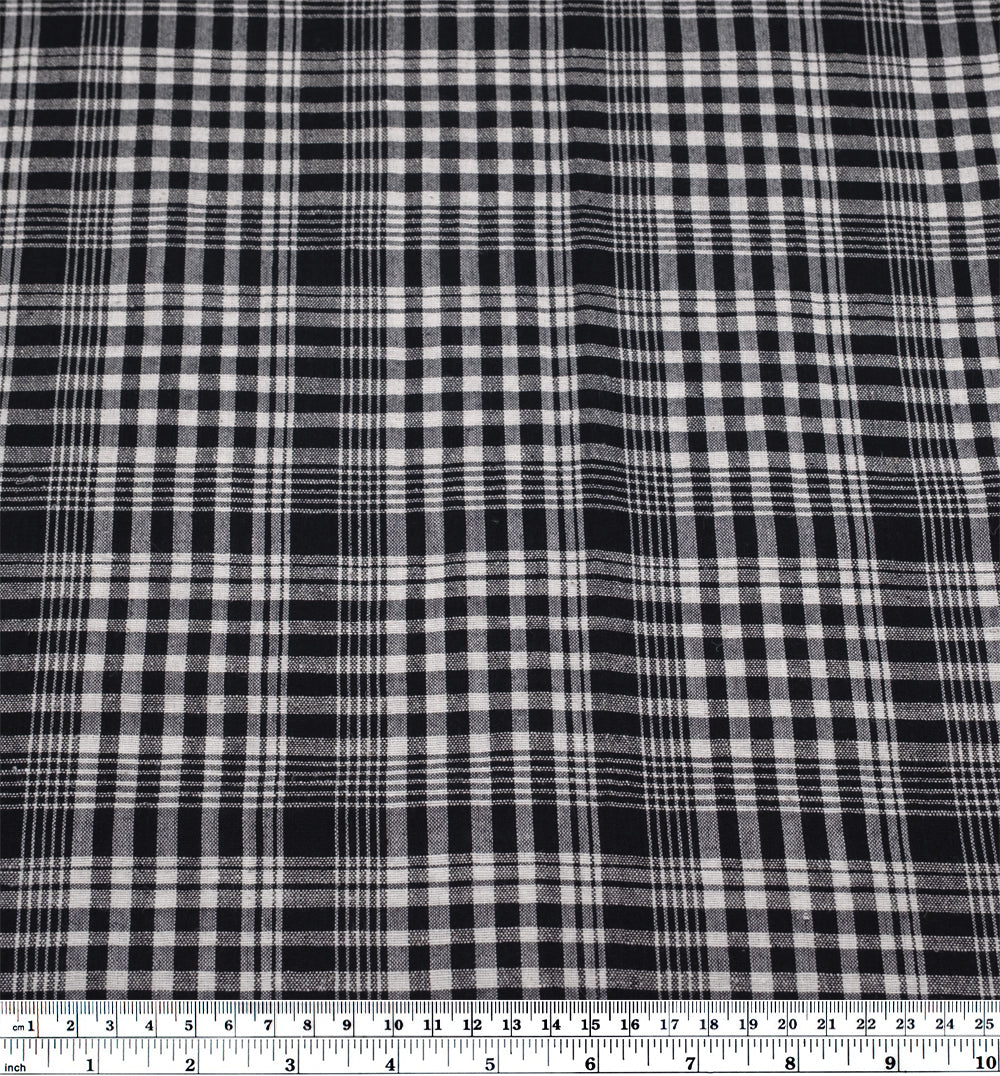 Plaid Handwoven Cotton Hemp Blend - Black/White | Blackbird Fabrics