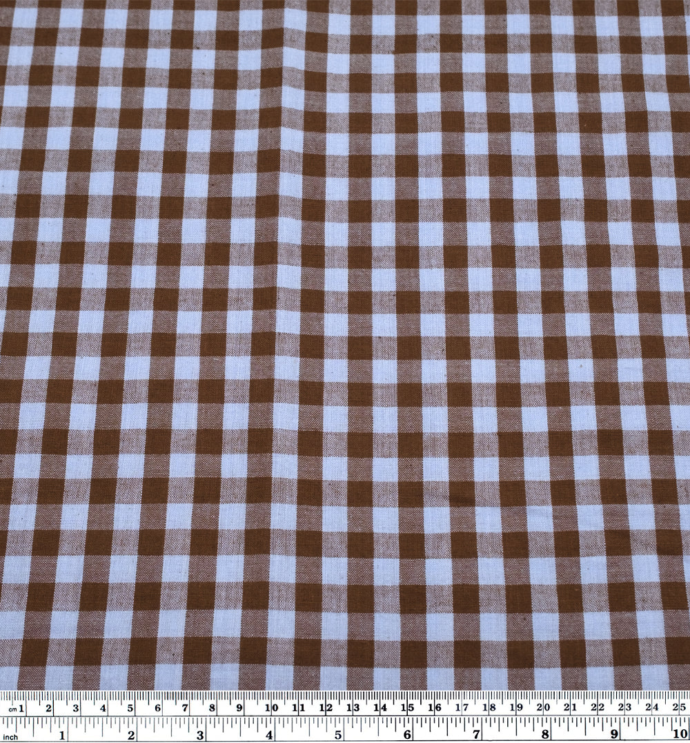 Gingham Handwoven Cotton - Baby Blue/Brownie | Blackbird Fabrics