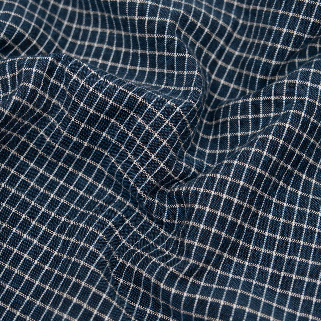 Grid Handwoven Cotton - Lagoon/White | Blackbird Fabrics