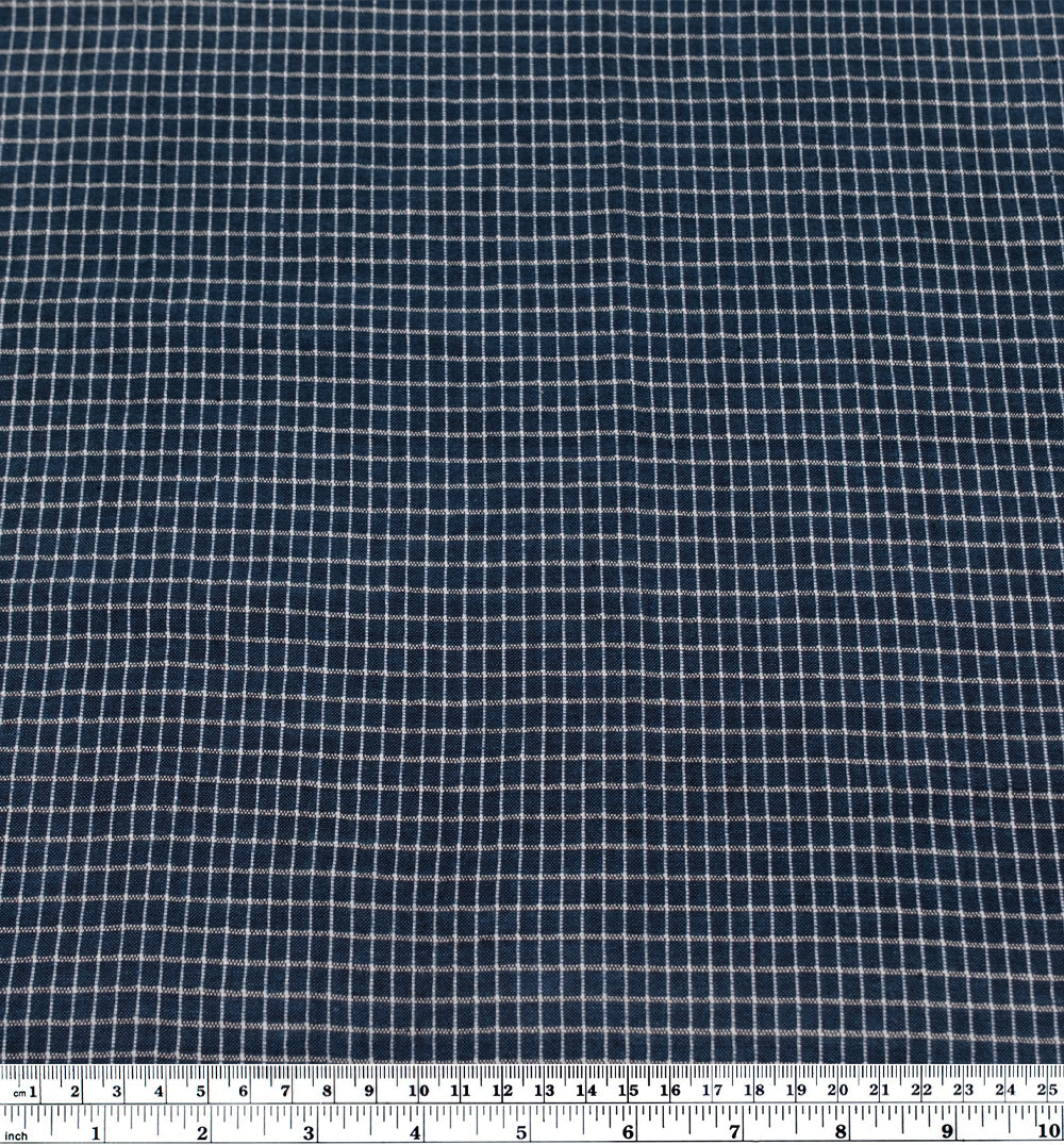 Grid Handwoven Cotton - Lagoon/White | Blackbird Fabrics