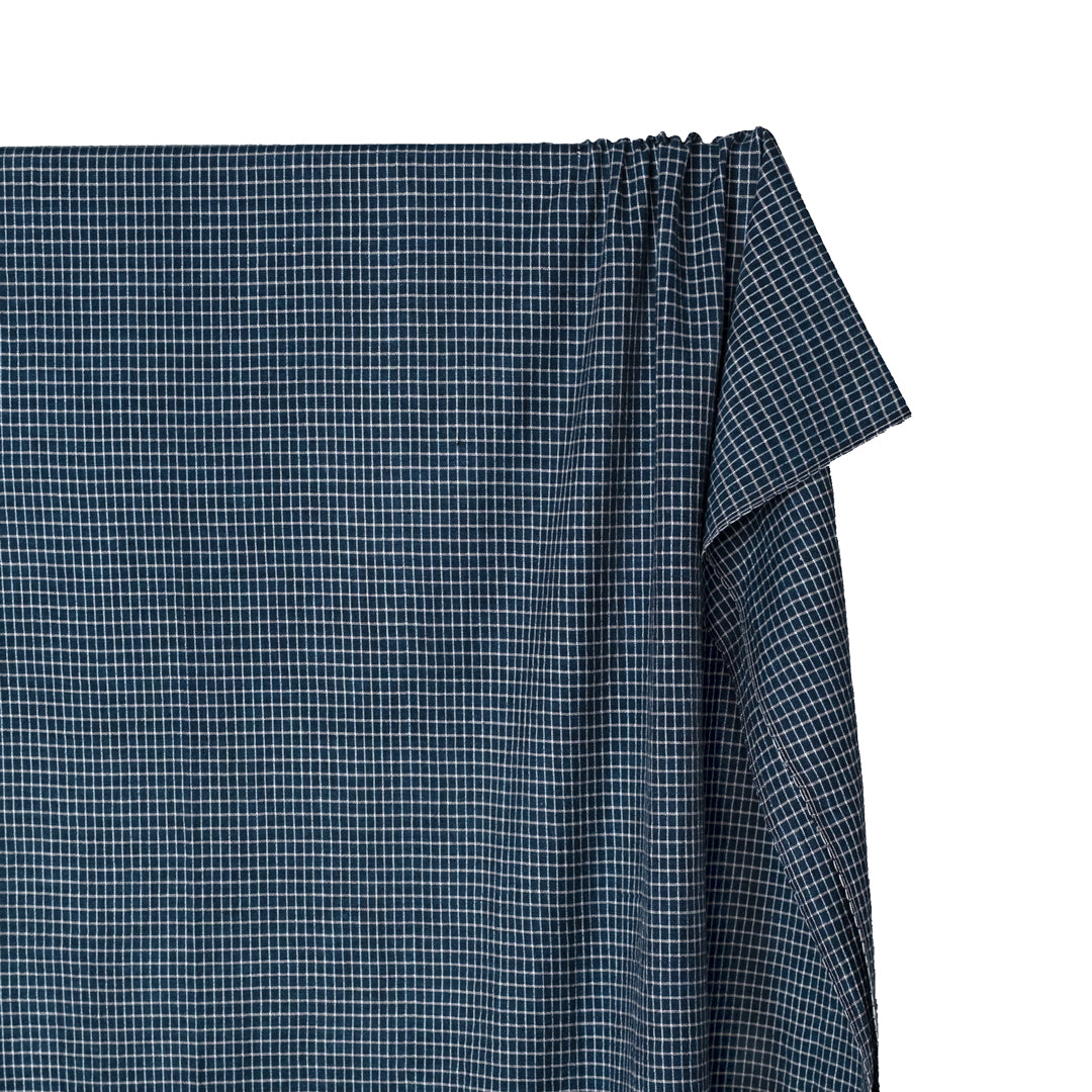 Grid Handwoven Cotton - Lagoon/White | Blackbird Fabrics