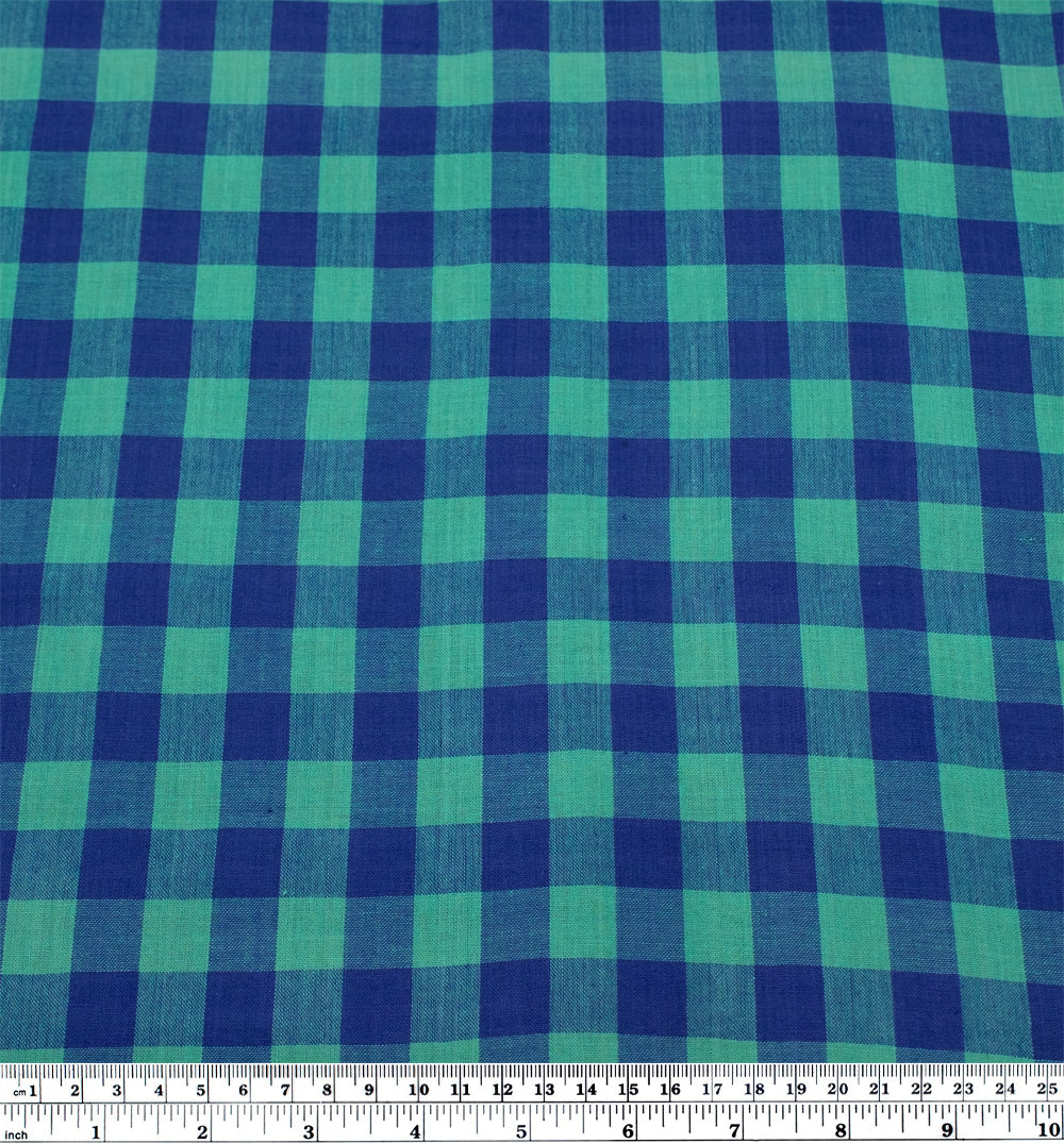 Gingham Handwoven Cotton - Blueberry/Julep | Blackbird Fabrics