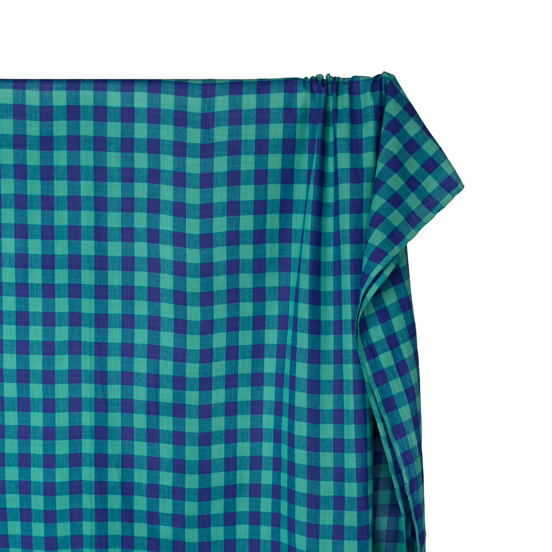 Gingham Handwoven Cotton - Blueberry/Julep | Blackbird Fabrics