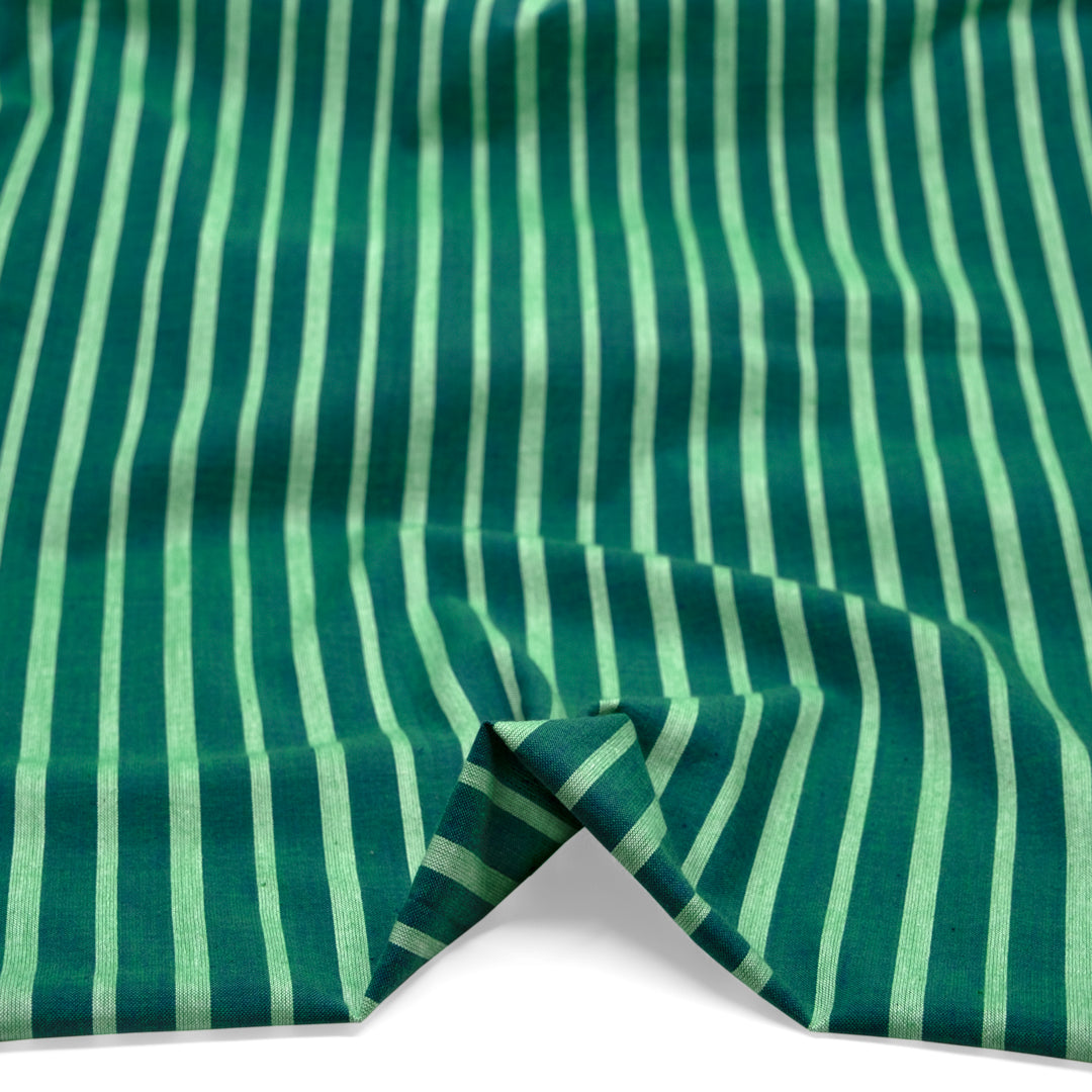 Striped Handwoven Cotton - Spruce/Spring Green | Blackbird Fabrics