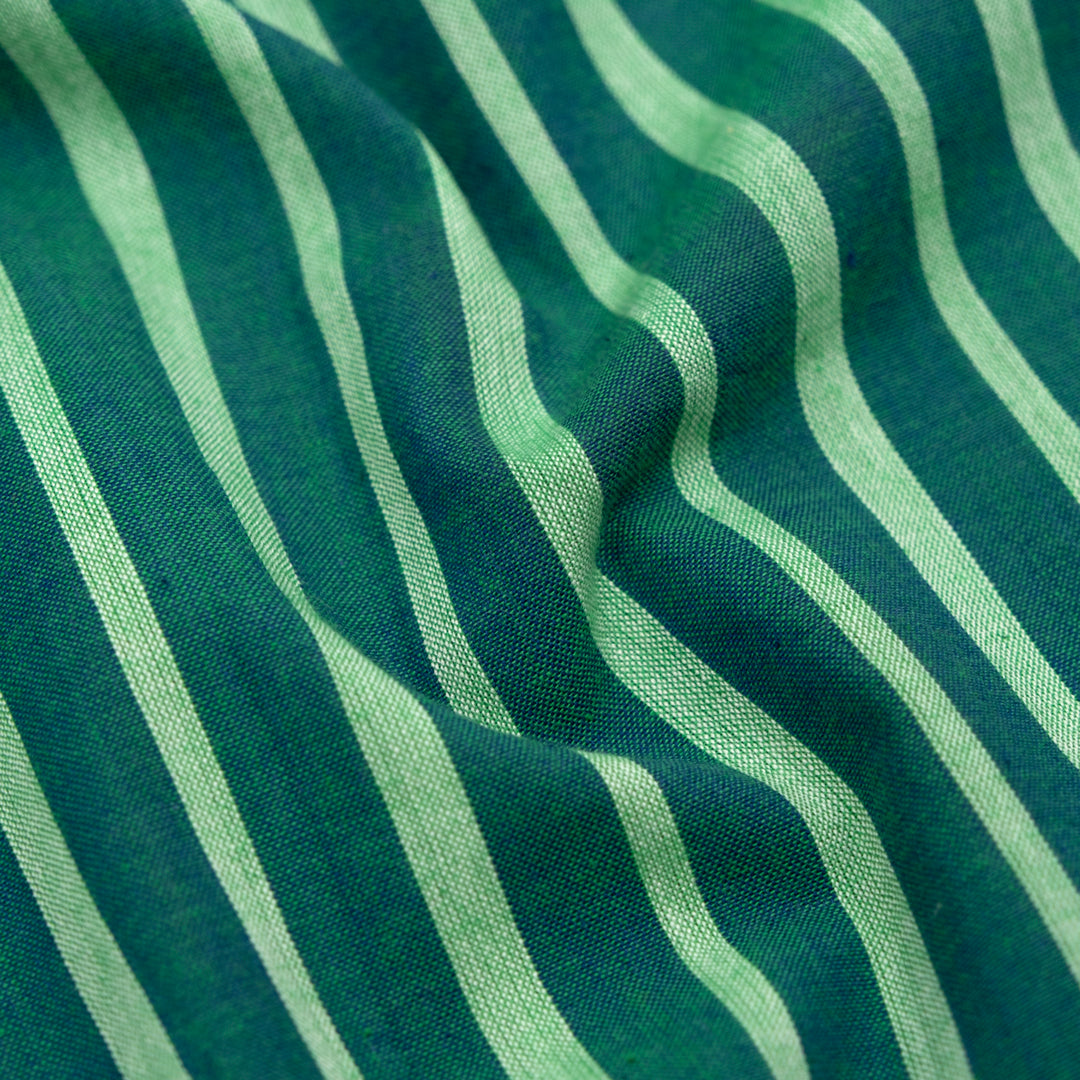 Striped Handwoven Cotton - Spruce/Spring Green | Blackbird Fabrics