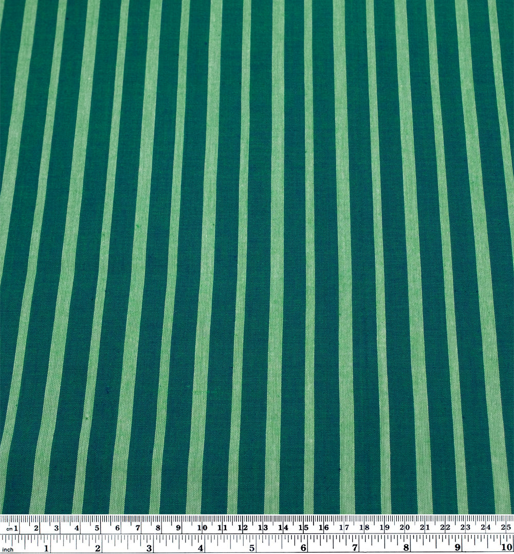 Striped Handwoven Cotton - Spruce/Spring Green | Blackbird Fabrics