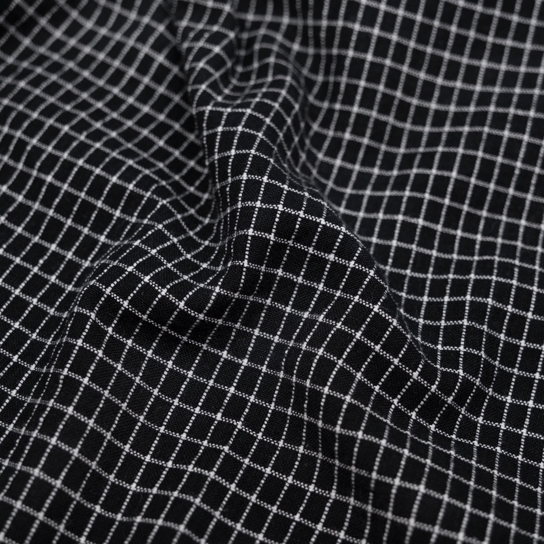 Grid Handwoven Cotton - Black/White | Blackbird Fabrics