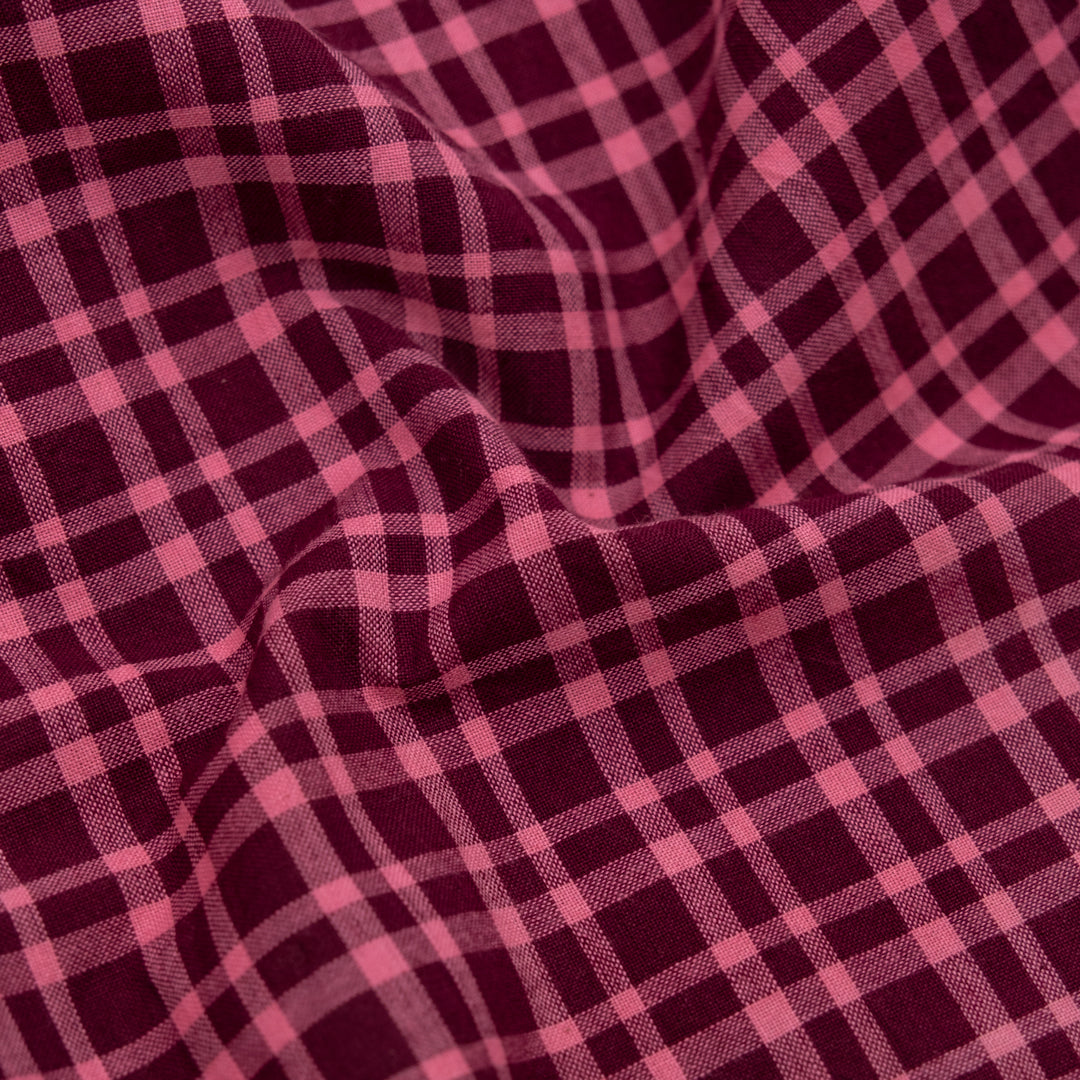Plaid Handwoven Cotton - Port/Taffy | Blackbird Fabrics