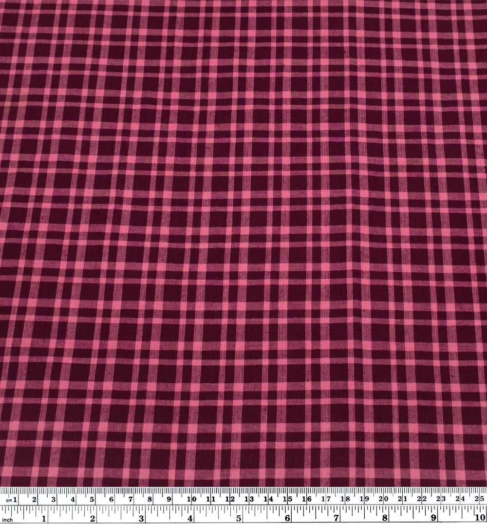 Plaid Handwoven Cotton - Port/Taffy | Blackbird Fabrics